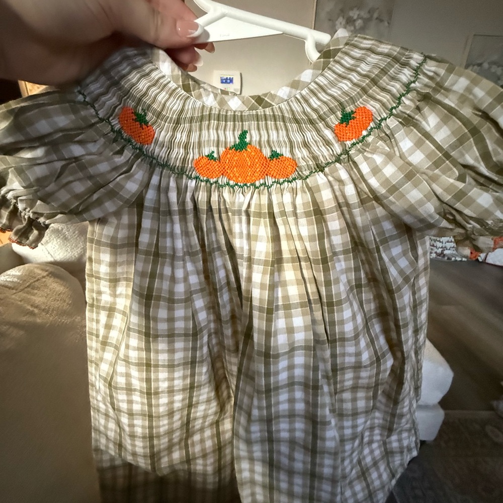 Plaid Pumpkin Smocked dress